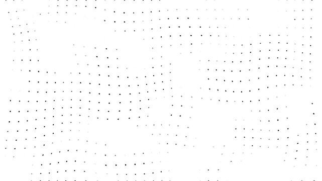 Kinetic dots on white background, dynamic dot pattern animation, black dots moving in kinetic motion, abstract digital design element, white background
