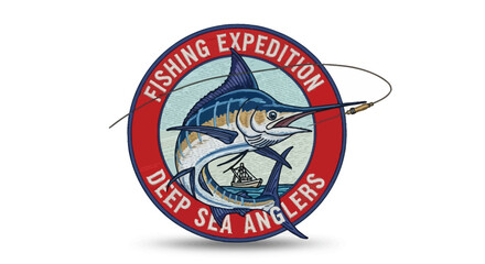 Deep Sea Anglers Fishing Expedition Logo Depicting Marlin Fish.