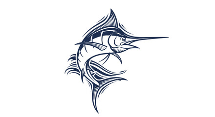 Striking illustration of a swordfish leaping through the ocean waves with dynamic energy.