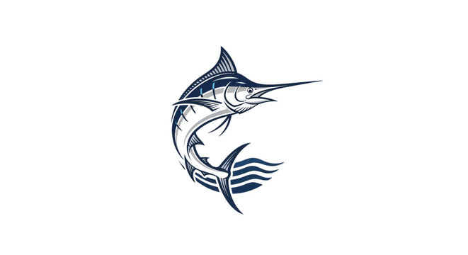 Striking illustration of a marlin fish leaping gracefully showcasing its power and elegance.
