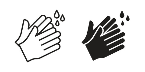 Obraz premium Sanitize hands icons suitable for infographics, websites and print media and interfaces. Line vector icon.