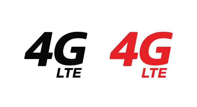 Bold 4g lte network logos in black and red a striking silhouette