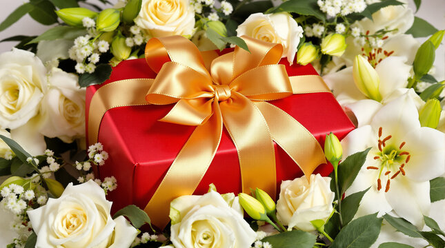 gift box with beautiful flowers