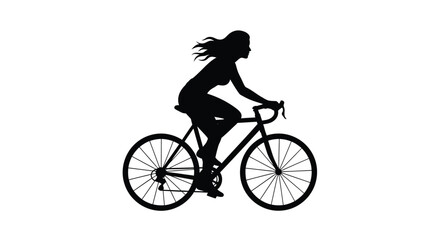 Obraz premium Woman riding a bicycle captured in a striking black silhouette