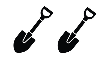 Two black shovels depicted in a striking graphic silhouette © Taylor