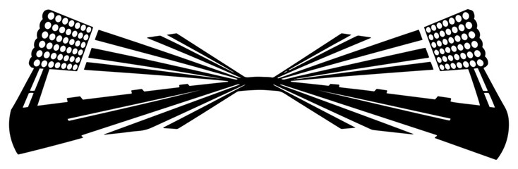 Symmetrical stadium floodlights perspective view for sports arena lighting design © Mago