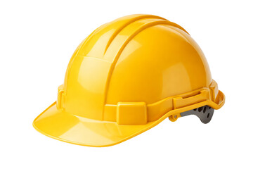 Fototapeta premium Yellow Safety Helmet Isolated on White Background – Construction Hard Hat Protection Gear Isolated on transparent background