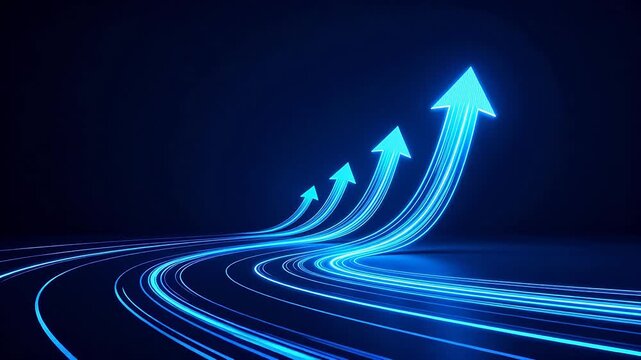 Blue glowing arrows ascending