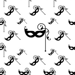 Carnival, Masquerade Mask Icon Seamless Pattern