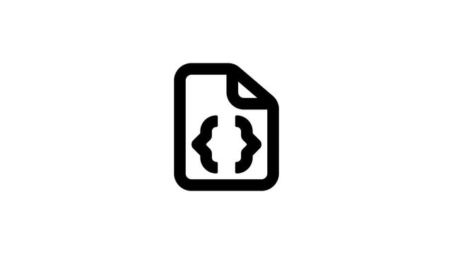 Code snippet icon with curly braces inside a document symbol, isolated on transparent background, concept for coding and programming, animation transparent background