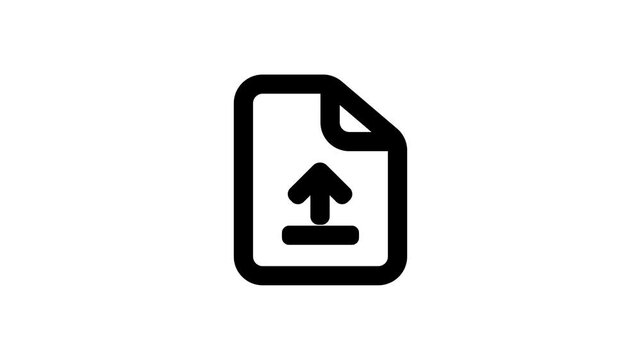 simple icon illustration of a file upload with an upward arrow on a transparent background