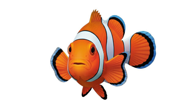 Isolated clownfish Nemo with vibrant orange and white coloration against a clean backdrop