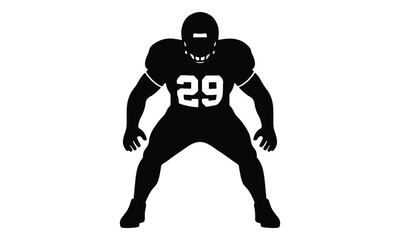 American Football Player Silhouette in Ready Stance © babu
