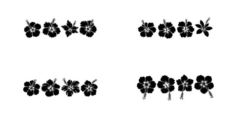 Hibiscus Flower Silhouettes Set, Tropical Floral Vector Icons © DrASMShaker