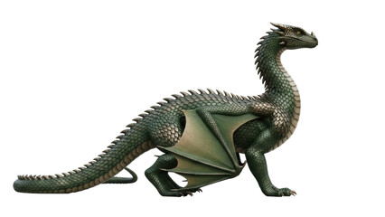 Fototapeta premium Isolated creature of fantasy showing a green scaled dragon with wings against no backdrop