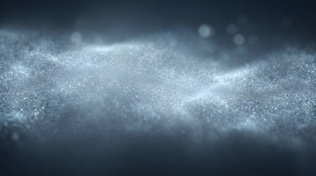 Abstract glitter particle overlay with floating bokeh lights on a dark gradient background, cinematic macro depth and soft glow, premium festive atmosphere. AI Generated.