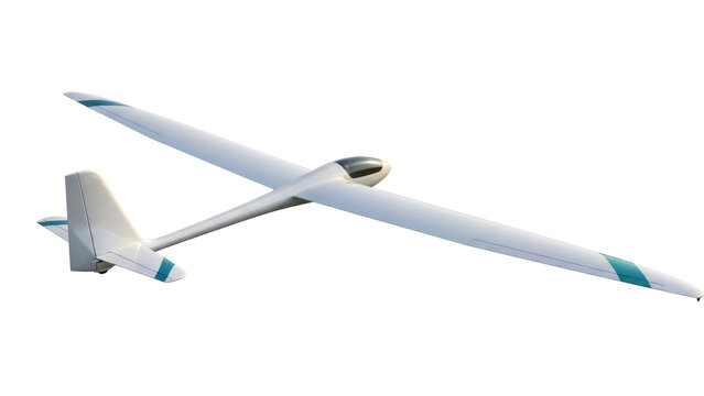 Isolated Glider Airplane Model Soaring in the Sky for Aviation Hobbies and Engineering Design