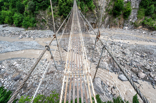 Suspension Bridge Over Girdimanchay Canyon Near Lahij Azerbaijan