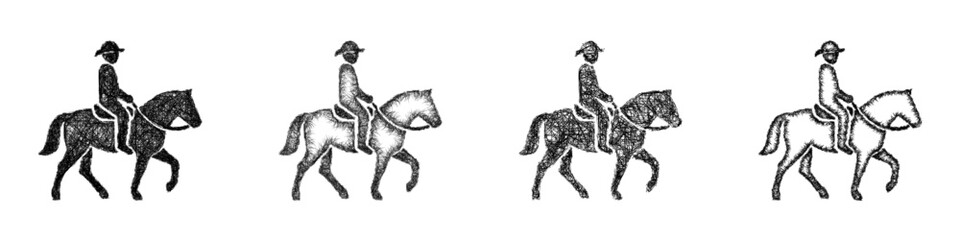 Fototapeta premium Sketch western riding icon design set