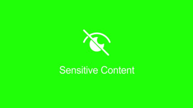Animated Eye Icon with warning line, Content Sensitive on Green Screen Background, 4k video