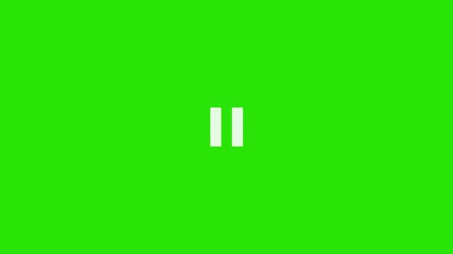 Abstract the pause icon on green screen. The high quality HD pause icon animation.