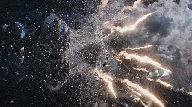 High Speed Projectile Impact Shattering Transparent Cylinder in Slow Motion.