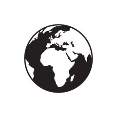 Global illustration featuring the continent of Africa from a centered, global viewpoint showing geographical details