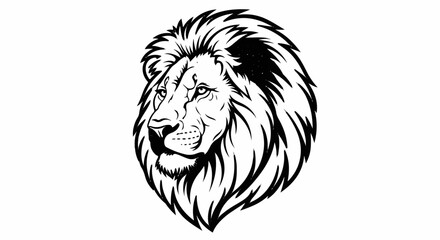 Fototapeta premium Stylized black and white close-up of a male lion's majestic head