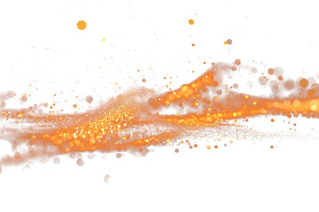 Fototapeta premium Bright orange wave with sparkles on a transparent background during the day