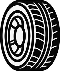 Obraz premium Stylized illustration of a black and white tire with detailed tread