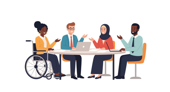 Diverse and Inclusive Business Team Meeting: Professionals Collaborating on Projects with Equal Opportunity and Representation