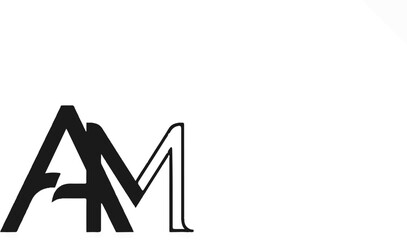 Stylish black and white 'AM' monogram logo design