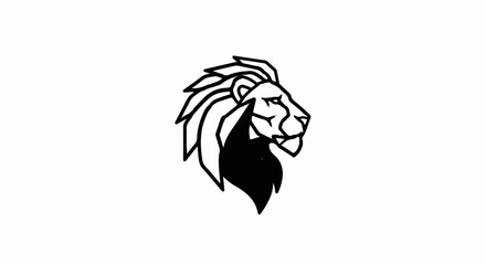 Fototapeta premium Stylized black and white profile of a lion's head with a flowing mane (4)