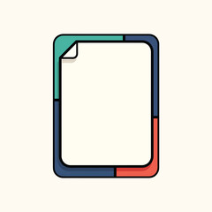 Illustration of a blank page corner with folded top left and colored frame
