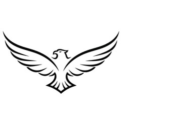 Fototapeta premium Stylized black eagle or hawk with wings spread in flight