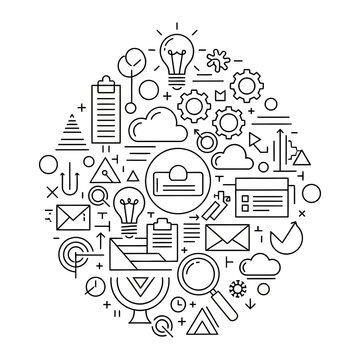 A collection of business and technology icons