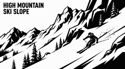 high altitude ski slope with deep powder snow representing extreme skiing winter mountain scene showing adventure high speed and professional winter sport experience © samira