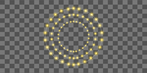 Light frame set. Gold bulb border. Lamp golden circle, square banner. Retro neon wall billboard. Cinema, casino design element. Glitter luxury decoration. Mirror background. Vector illustration. © APRIADI