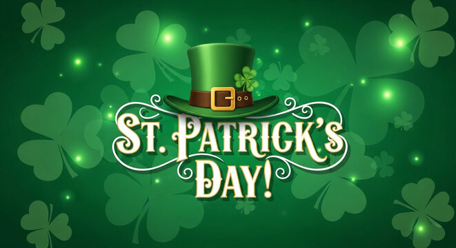Happy St Patricks Day Leprechaun Hat Text Green JPG Background | Adobe Photoshop Tutorial JPG
