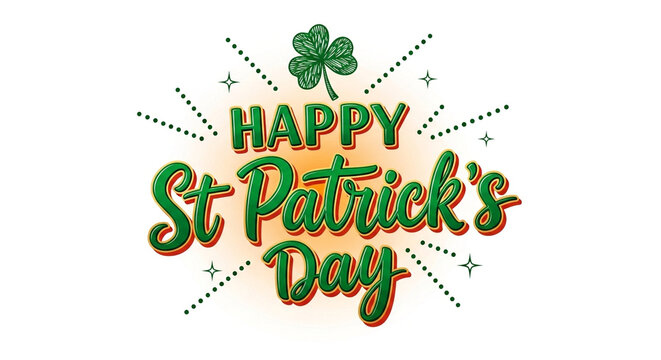 Happy St Patricks Day Green Text Stars Shamrock JPG Background | Adobe Photoshop Tutorial JPG Files