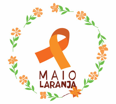 Banner with ribbon logo maio laranja is celebrated every year on 18 may