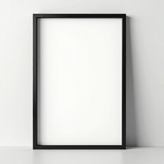 Minimalist Black Frame with Blank Canvas on a Light Background