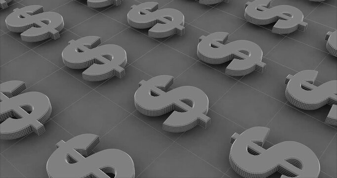 Conceptual dollar sign pattern money finance economy grid loop animation