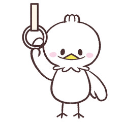 つり革につかまる白い鳥のイラスト © おひさまストック