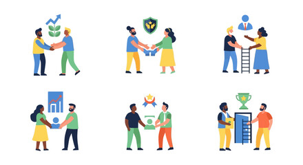 Fototapeta premium Business Partnership, Collaboration, and Success Concepts - Modern Flat Design Icon Set