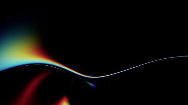 Abstract iridescent colorful refractions on a glass wavy surface, seamless loop 3d animation