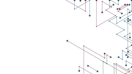 Minimalist white background with digital geometric circuit lines
