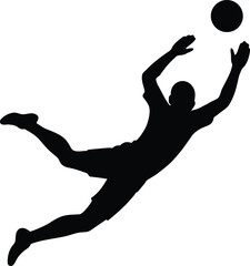 Soccer Player Jumping to Head Ball Silhouette white background © BIPLABKUMAR