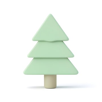 A minimalist and stylized depiction of a three-tiered green christmas tree with a light beige trunk