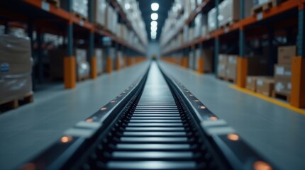 Fototapeta premium Advanced warehouse automation technology conveyor logistics system picture 